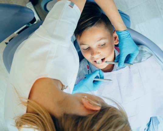 Child examined by an orthodontist