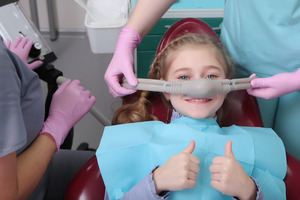 Little girl about to receive nitrous oxide sedation