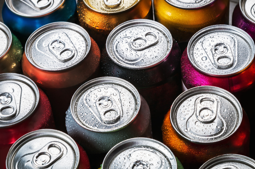 Colorful soft drink cans